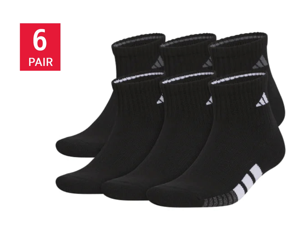 Adidas Men's Quarter Sock, 6-12 (Black) (6-Pair)